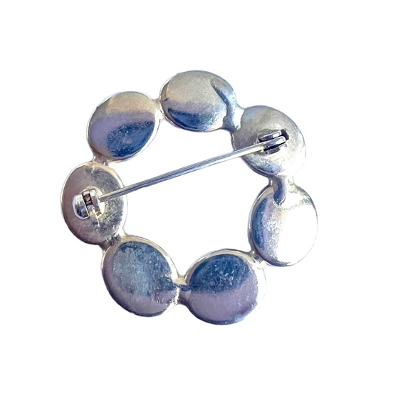 Vintage Scarab Brooch Silver Tone Semi Precious Stones Egyptian Revival Jewelry - Picture 5 of 8